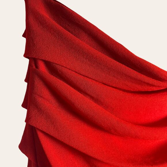 Fuzzi Red Pompei Ruched Strapless Bodycon Stretchy Mini Dress Size M - Picture 5 of 12